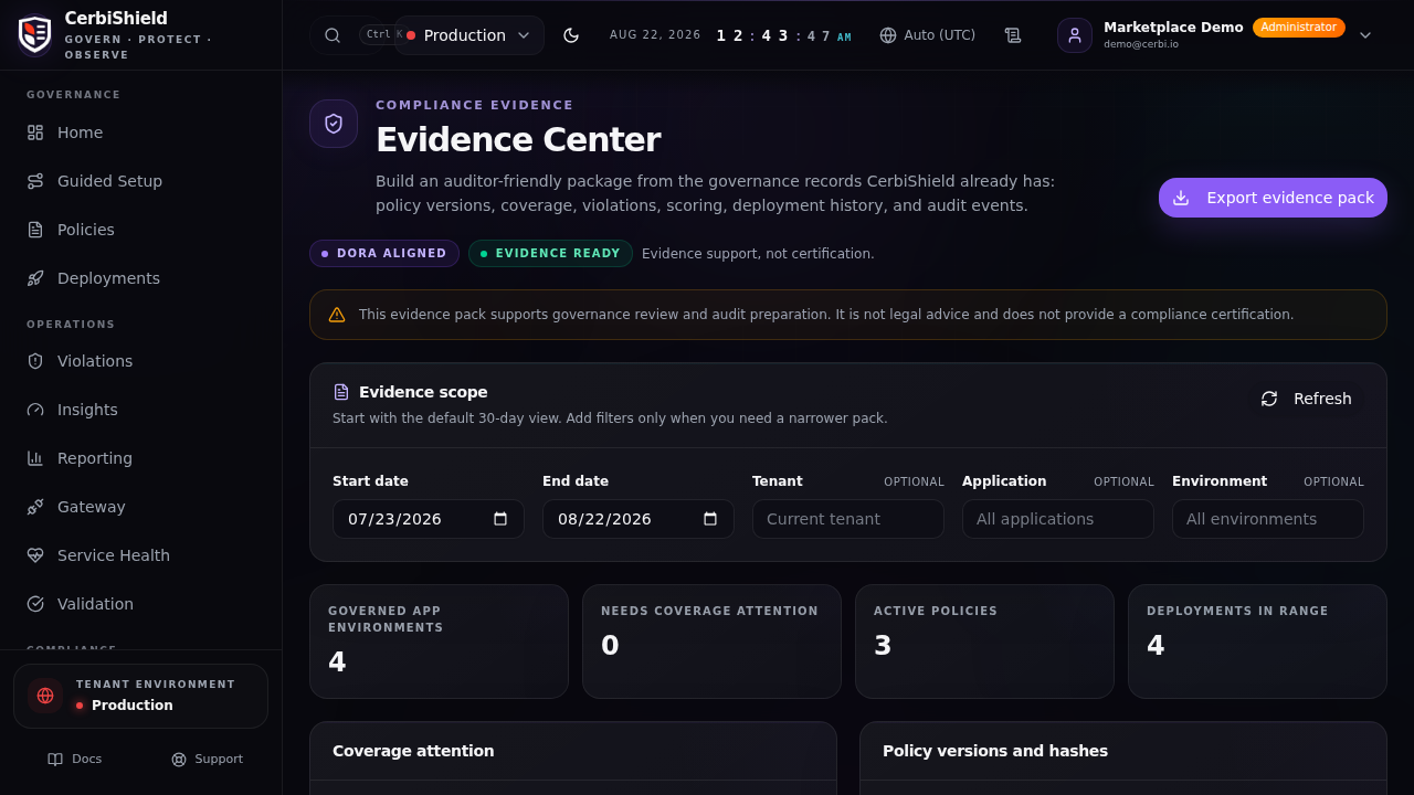 CerbiShield Evidence Center