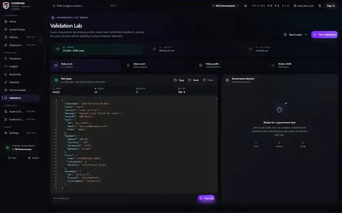 CerbiShield Validation Lab release-preview screen
